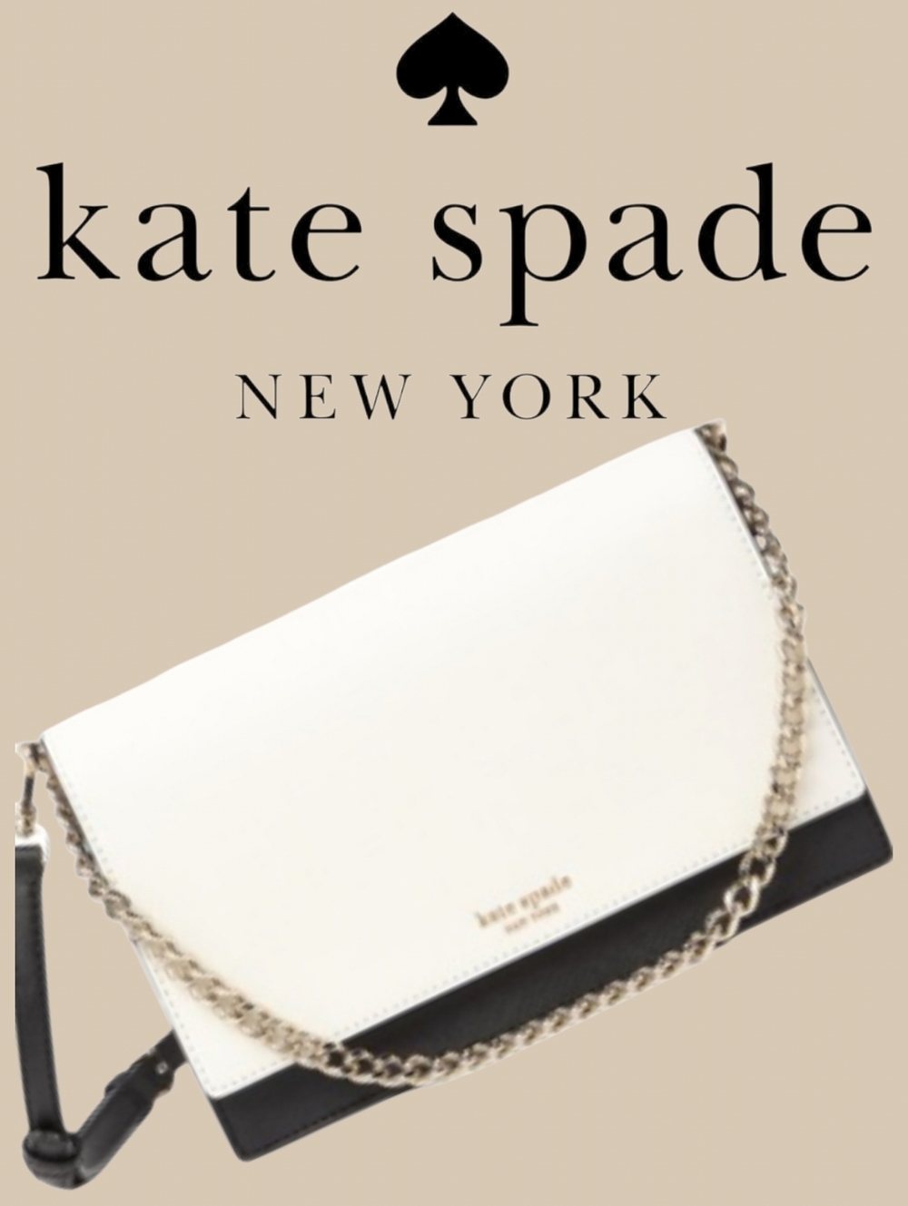 KATE SPADE New York Cameron Convertible Crossbody Black/White 5.8"H x 9.2"W EUC